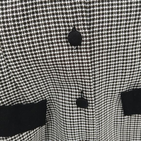 Vintage Houndstooth Button Down Mini Dress Womens 9 Academia Office Siren 90s - Picture 2 of 9